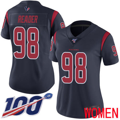 Houston Texans Limited Navy Blue Women D J  Reader Jersey NFL Football #98 100th Season Rush Vapor Untouchable